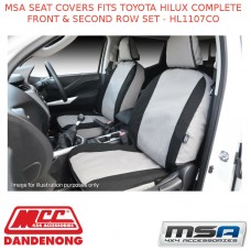 MSA SEAT COVERS FITS TOYOTA HILUX COMPLETE FRONT & SECOND ROW SET - HL1107CO