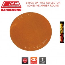 B490A SPITFIRE REFLECTOR ADHESIVE AMBER ROUND