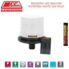 RB165PW LED BEACON ROTATING WHITE DIN POLE