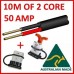 10M 50 AMP ANDERSON PLUG + T HANDLE, LEAD 6MM TWIN CORE AUTOMOTIVE CABLE WIRE