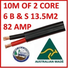 TWIN CORE 10MM CABLE x 10 METRE 10M BATTERY CARAVAN TRAILER 6 BNS WIRE SHEATH