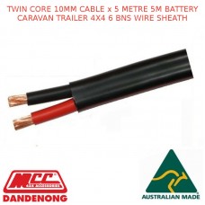 TWIN CORE 10MM CABLE x 5 METRE 5M BATTERY CARAVAN TRAILER 4X4 6 BNS WIRE SHEATH