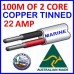 100M OF 2 CORE 4MM WIRE MARINE TINNED COPPER TRAILER CABLE BOAT 12V TWIN METRES