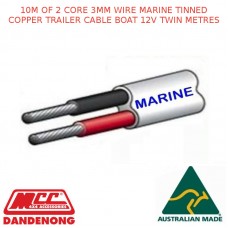 10M OF 2 CORE 3MM WIRE MARINE TINNED COPPER TRAILER CABLE BOAT 12V TWIN METRES