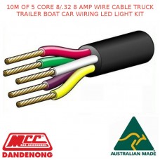 10M OF 5 CORE 8/.32 8 AMP WIRE CABLE TRUCK TRAILER BOAT CAR WIRING LED LIGHT KIT