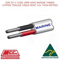 20M OF 2 CORE 3MM WIRE MARINE TINNED COPPER TRAILER CABLE BOAT 12V TWIN METRES