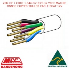 20M OF 7 CORE 1.84mm2 23/0.32 WIRE MARINE TINNED COPPER TRAILER CABLE BOAT 12V 