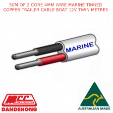 50M OF 2 CORE 4MM WIRE MARINE TINNED COPPER TRAILER CABLE BOAT 12V TWIN METRES 