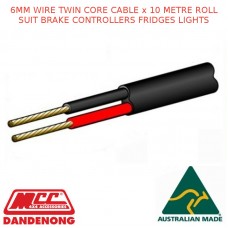 6MM WIRE TWIN CORE CABLE x 10 METRE ROLL FITS BRAKE CONTROLLERS FRIDGES LIGHTS