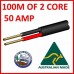 100M OF 2 CORE 50 AMP 6MM WIRE CABLE TRUCK TRAILER BOAT CAR WIRING LIGHT ROLL