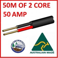 50M OF 2 CORE 50 AMP 6MM WIRE CABLE TRUCK TRAILER BOAT CAR WIRING LIGHT ROLL