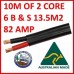 10 METRES X 6B&S TWIN CORE CABLE DUAL BATTERY SYSTEM 12V 6 B&S 10M 125 AMP 125A 