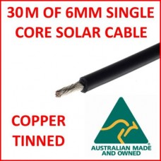 30M OF SINGLE CORE SOLAR WIRE 6MM Photovoltaic UV STABLE COPPER TINNED CABLE